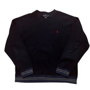 Polo Ralph Lauren Sweatshirt Mens Size L Pullover Crewneck Polar Fleece Blue VTG